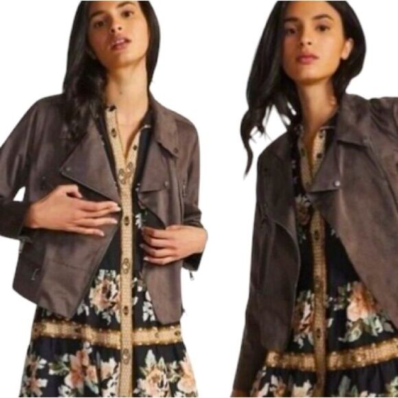 Philosophy Brown Faux Leather Jacket Size Large - Picture 1 of 11